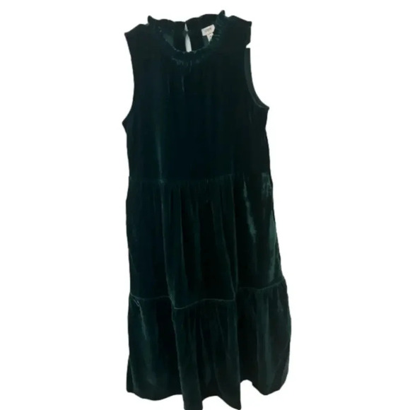 J.Crew Factory Velvet sleeveless midi dress Women’s Size 6 Color Old Forest NWT - Picture 8 of 16